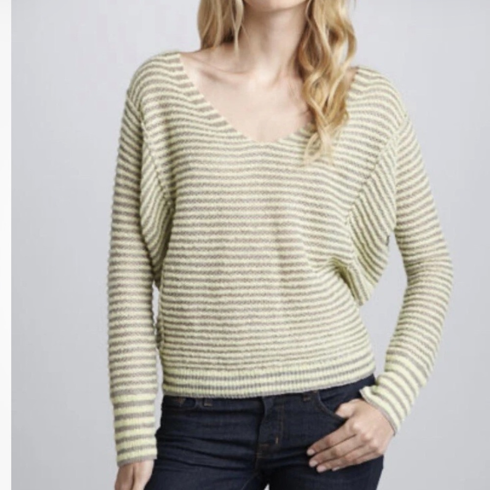 Free People Bumblebee V neck Stripped Sweater